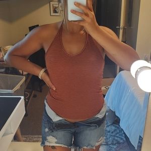 Rustic orange halter top stripped